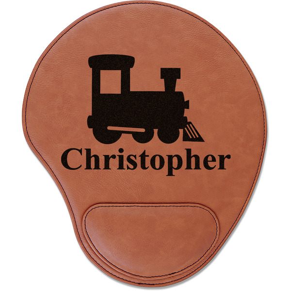 Custom Trains Leatherette Mouse Pad with Wrist Support (Personalized)