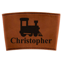 Trains Leatherette Cup Sleeve (Personalized)