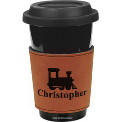 Trains Leatherette Cup Sleeve - Single Sided (Personalized)