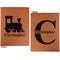 Trains Cognac Leatherette Portfolios with Notepad - Large - Double Sided - Apvl