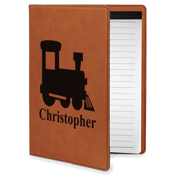 Custom Trains Leatherette Portfolio with Notepad - Small - Double Sided (Personalized)