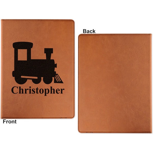 Trains Cognac Leatherette Portfolios with Notepad - Small - Single Sided- Apvl