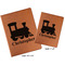 Trains Cognac Leatherette Portfolios with Notepads - Compare Sizes