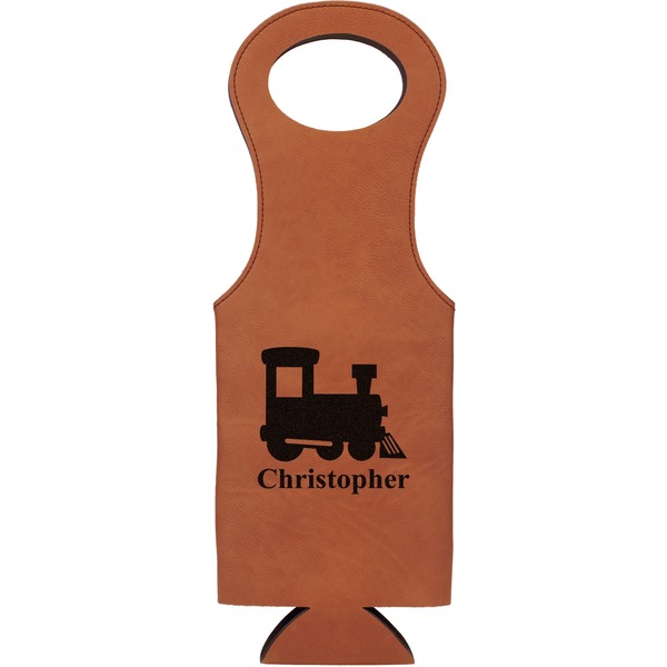 Custom Trains Leatherette Wine Tote - Single Sided (Personalized)