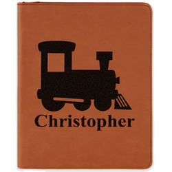Trains Leatherette Zipper Portfolio with Notepad (Personalized)