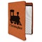 Trains Cognac Leatherette Zipper Portfolios with Notepad - Main