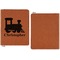 Trains Cognac Leatherette Zipper Portfolios with Notepad - Single Sided - Apvl