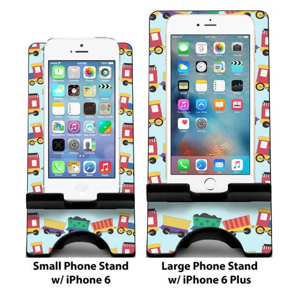 Trains Compare Phone Stand Sizes - with iPhones