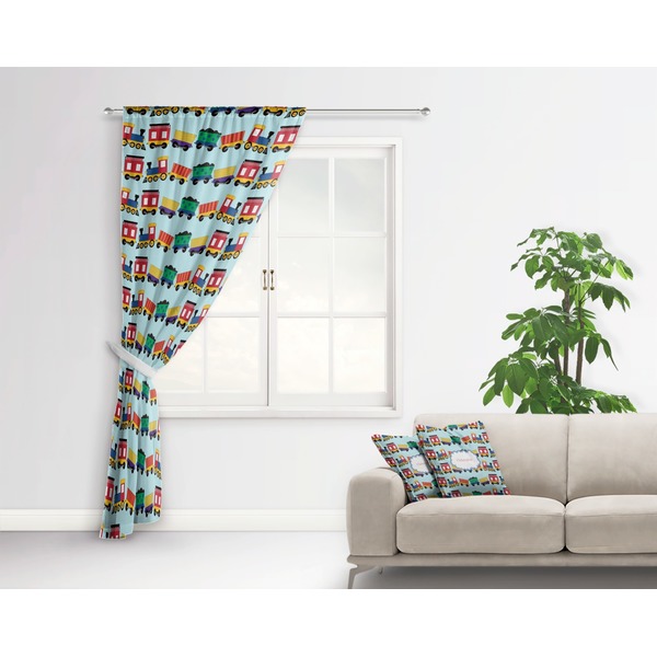 Trains Curtain With Window and Rod - in Room Matching Pillow