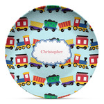 Trains Microwave Safe Plastic Plate - Composite Polymer (Personalized)