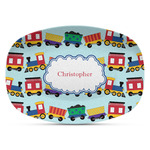 Trains Plastic Platter - Microwave & Oven Safe Composite Polymer (Personalized)