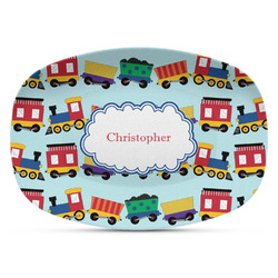 Trains Plastic Platter - Microwave & Oven Safe Composite Polymer (Personalized)