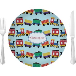 Trains Glass Lunch / Dinner Plate 10" (Personalized)