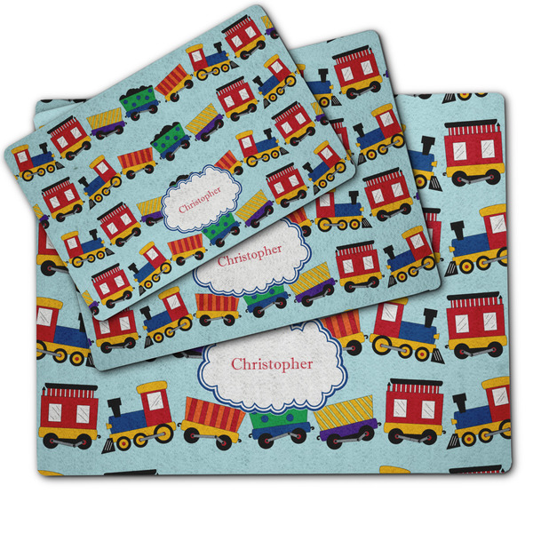 Trains Dog Food Mat - MAIN (sm, med, lrg)