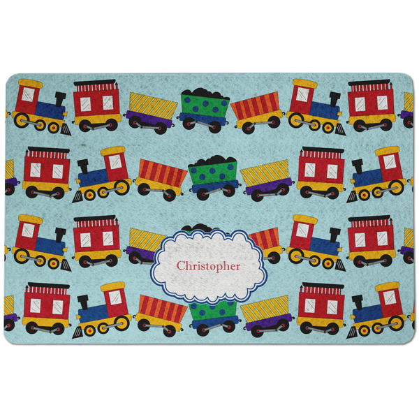 Custom Trains Dog Food Mat w/ Name or Text