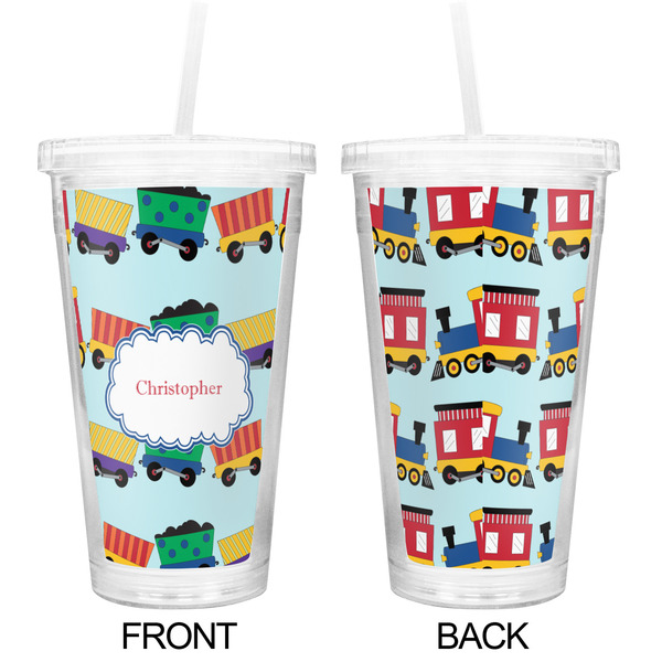 Trains Double Wall Tumbler with Straw - Approval