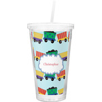 Trains Double Wall Tumbler with Straw (Personalized)