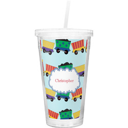 Trains Double Wall Tumbler with Straw (Personalized)