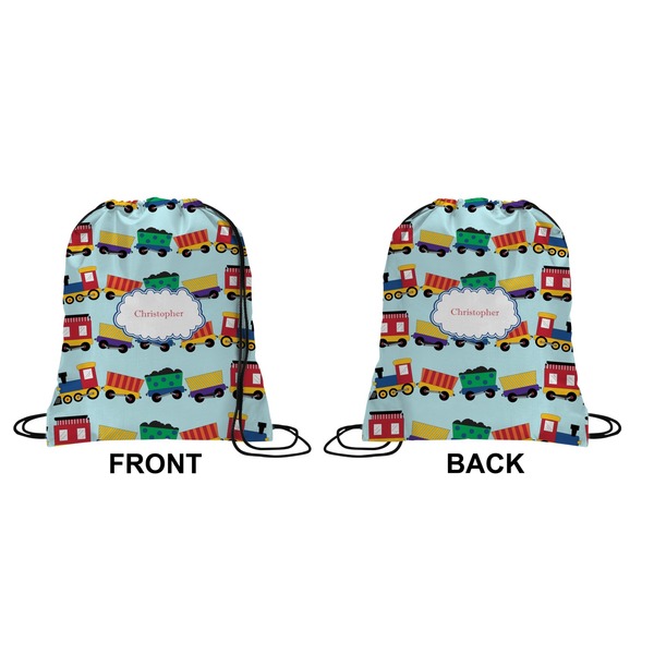Trains Drawstring Backpack Front & Back Small