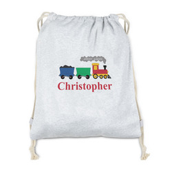 Trains Drawstring Backpack - Sweatshirt Fleece - Double Sided (Personalized)