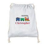 Trains Drawstring Backpack - Sweatshirt Fleece (Personalized)