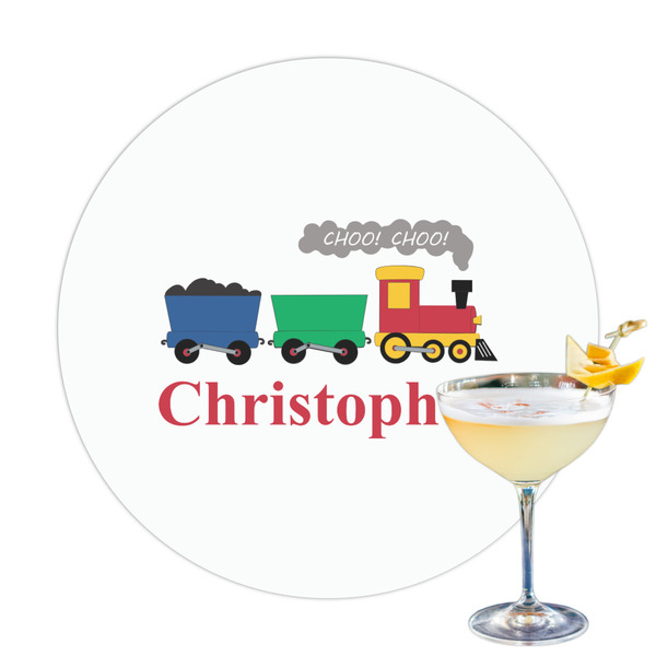 Custom Trains Printed Drink Topper - 3.25" (Personalized)