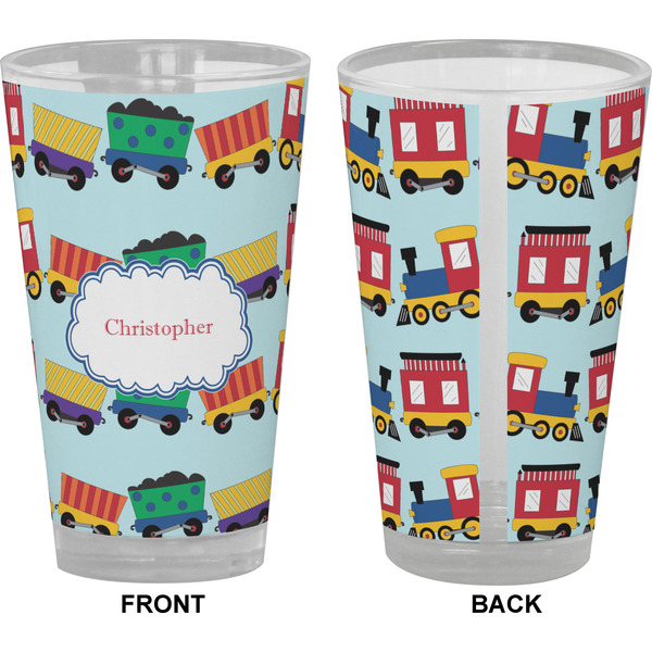 Trains Pint Glass - Full Color - Front & Back Views