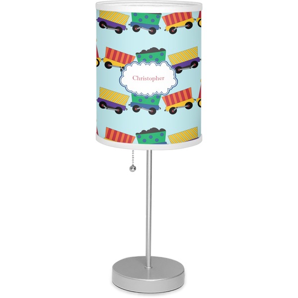 Custom Trains 7" Drum Lamp with Shade Linen (Personalized)