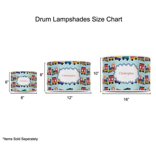 Trains Drum Lampshades - Sizing Chart