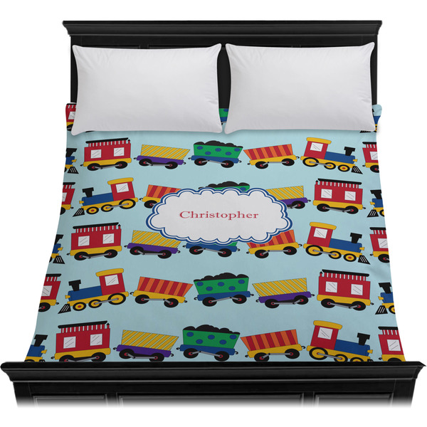 Trains Duvet Cover - Queen - On Bed - No Prop