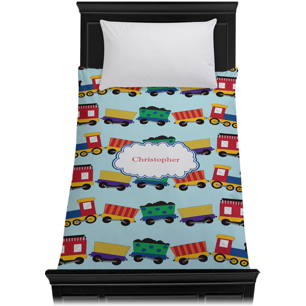 Trains Duvet Cover - Twin XL - On Bed - No Prop