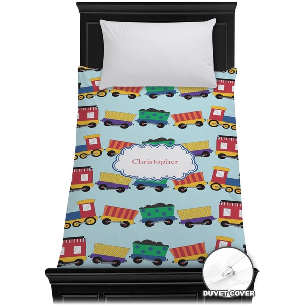 Custom Trains Duvet Cover - Twin (Personalized)