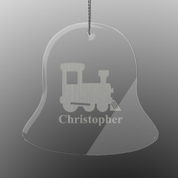 Trains Engraved Glass Ornament - Bell (Personalized)