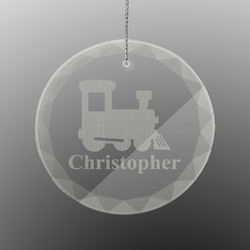 Trains Engraved Glass Ornament - Round (Personalized)