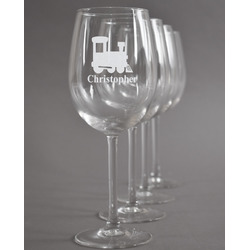 Trains Wine Glasses (Set of 4) (Personalized)
