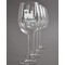 Trains Engraved Wine Glasses Set of 4 - Front View