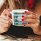 Trains Espresso Cup - 6oz (Double Shot) LIFESTYLE (Woman hands cropped)