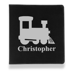 Trains Leather Binder - 1" - Black (Personalized)