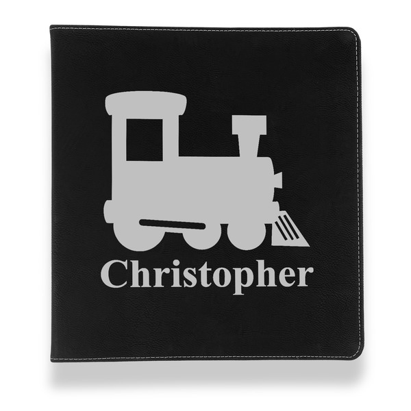 Custom Trains Leather Binder - 1" - Black (Personalized)