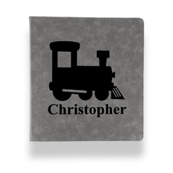 Trains Leather Binder - 1" - Grey (Personalized)