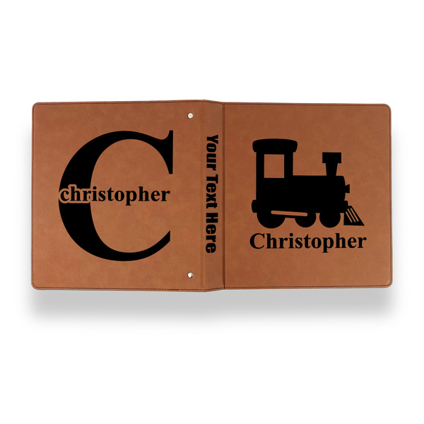 Trains Leather Binder - 1" - Rawhide - Back Spine Front View