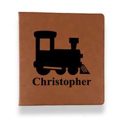 Trains Leather Binder - 1" - Rawhide (Personalized)