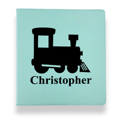 Trains Leather Binder - 1" - Teal (Personalized)