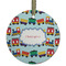 Trains Flat Glass Ornament - Round w/ Name or Text