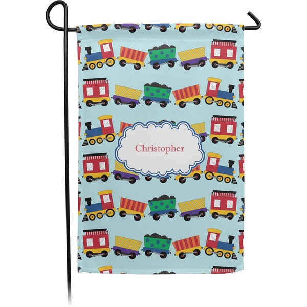 Custom Trains Small Garden Flag - Double Sided w/ Name or Text