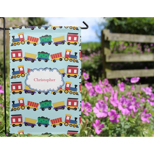 Trains Garden Flag - Outside In Flowers