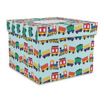Trains Gift Box with Lid - Canvas Wrapped - Large (Personalized)