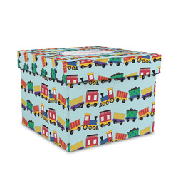 Trains Gift Box with Lid - Canvas Wrapped - Medium (Personalized)