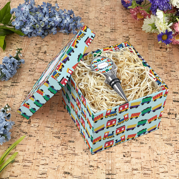 Trains Gift Boxes with Lid - Canvas Wrapped - Medium - In Context