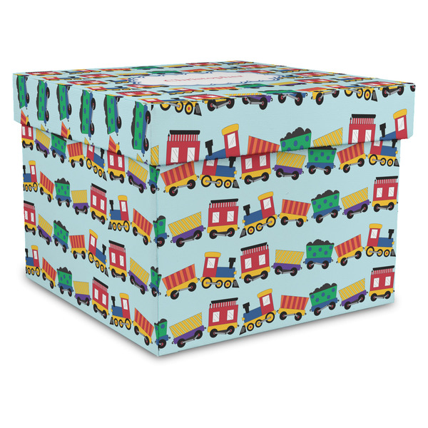 Custom Trains Gift Box with Lid - Canvas Wrapped - X-Large (Personalized)